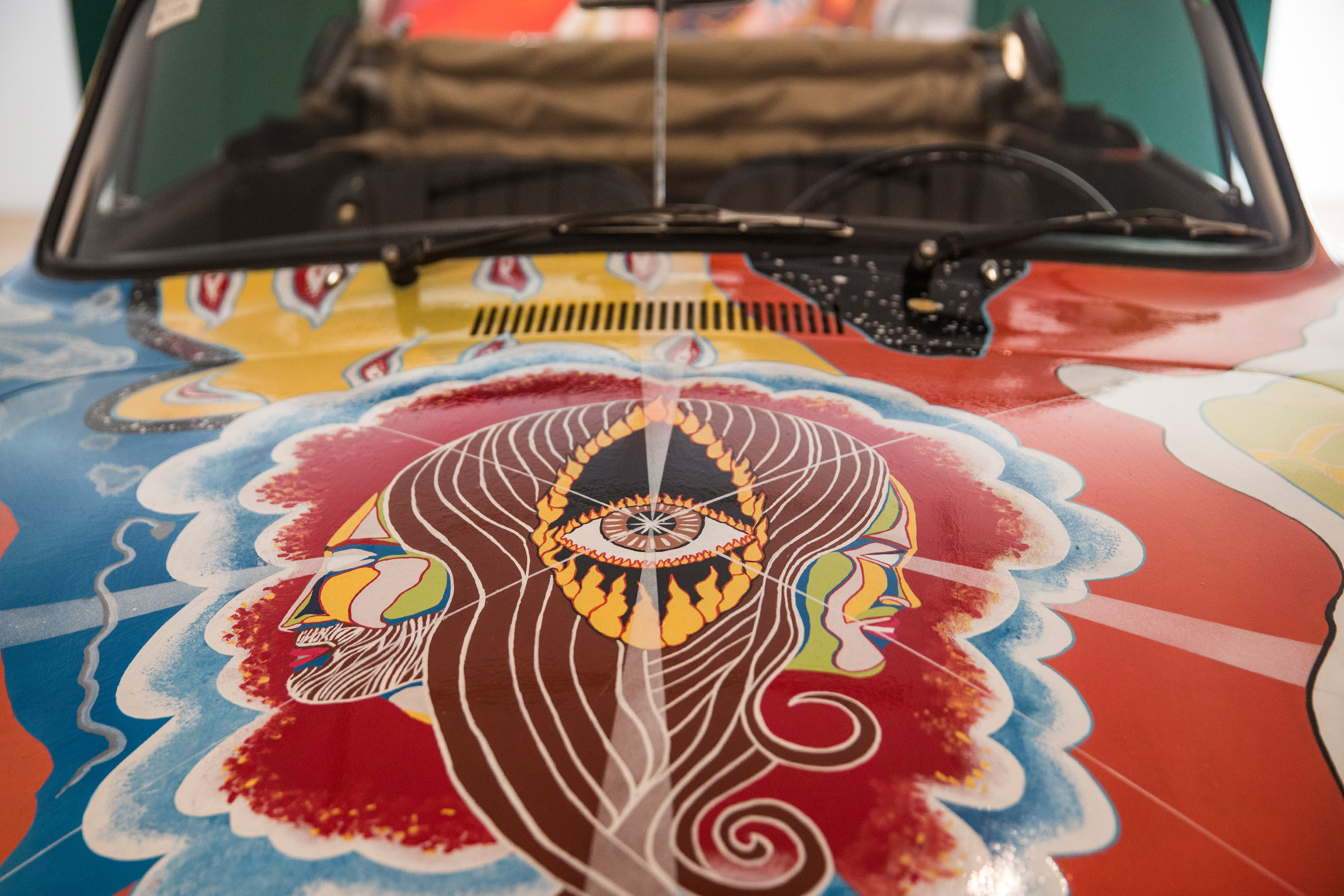 NEW YORK, NY - DECEMBER 04:The Janis Joplin 1964 Porsche 356 C 1600 SC Cabriolet sits on display at Sotheby's during a press preview before the "Driven by Disruption" auction on December 4, 2