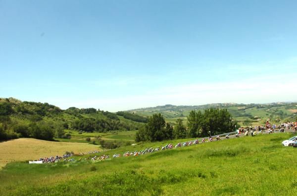 The peloton races through stage 6 of the Giro d'Italia