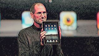 Stylised image of Steve Jobs with iPad