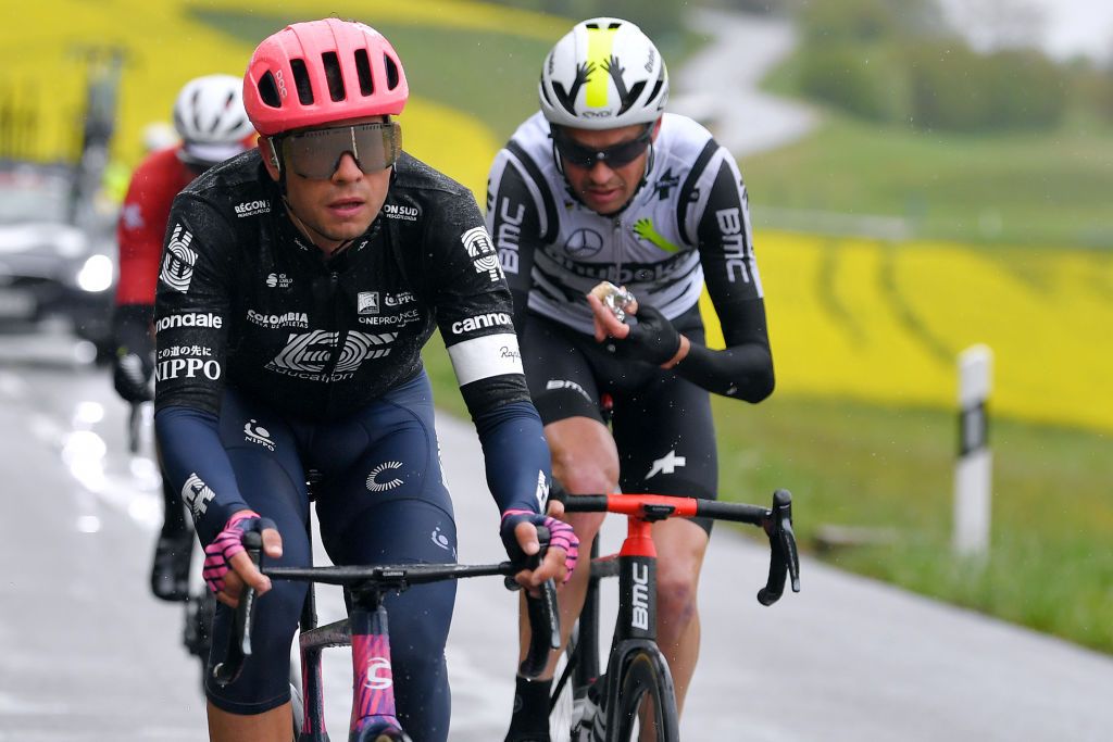 ESTAVAYER SWITZERLAND APRIL 30 Stefan Bissegger of Switzerland and Team EF Education Nippo on breakaway during the 74th Tour De Romandie 2021 Stage 3 a 1687km stage from Estavayer to Estavayer TDR2021 TDRnonstop UCIworldtour on April 30 2021 in Estavayer Switzerland Photo by Luc ClaessenGetty Images