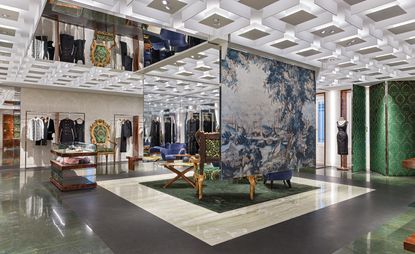 The VIP room, with Sicilian baroque furniture and original pieces by Gio Ponti and Ico Parisi