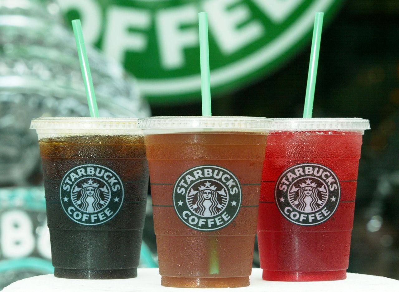 Starbucks cups.