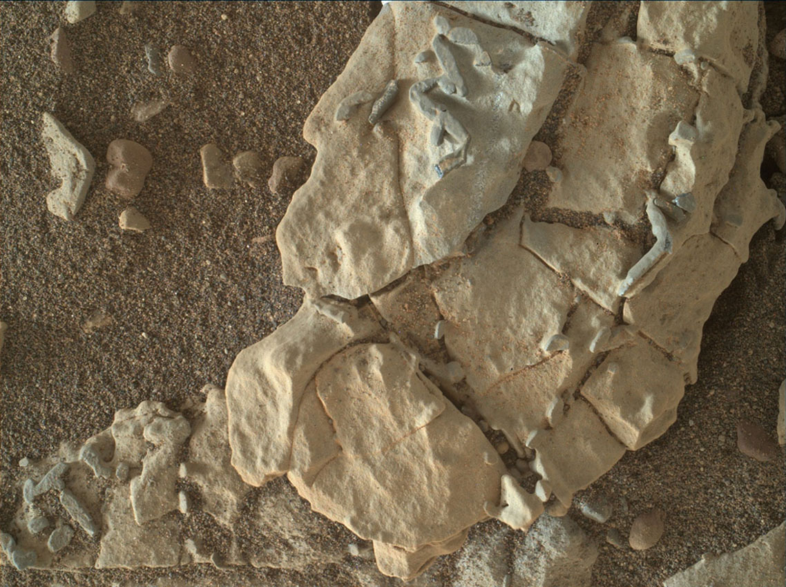 Dark features in martian rock