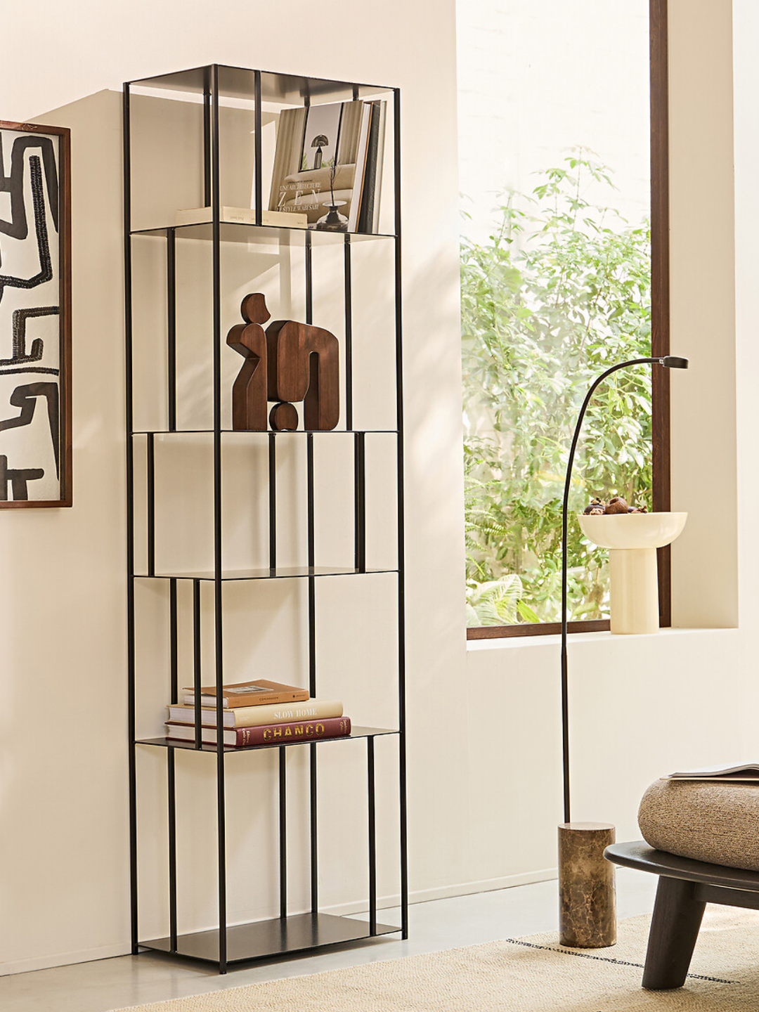A black metal bookcase from AM.PM