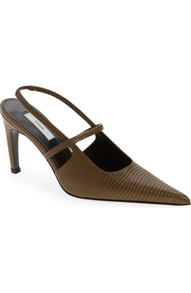 Lizard Embossed Sharp Pointed Toe Slingback Pump