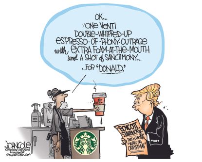 Political cartoon U.S. Donald Trump Starbucks Order