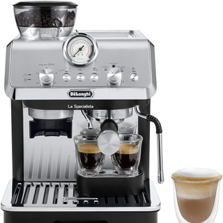 A silver De’Longhi La Specialistic Espresso Machine 