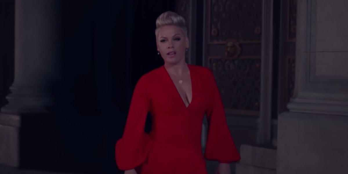 Pink in the music video for Walk Me Home