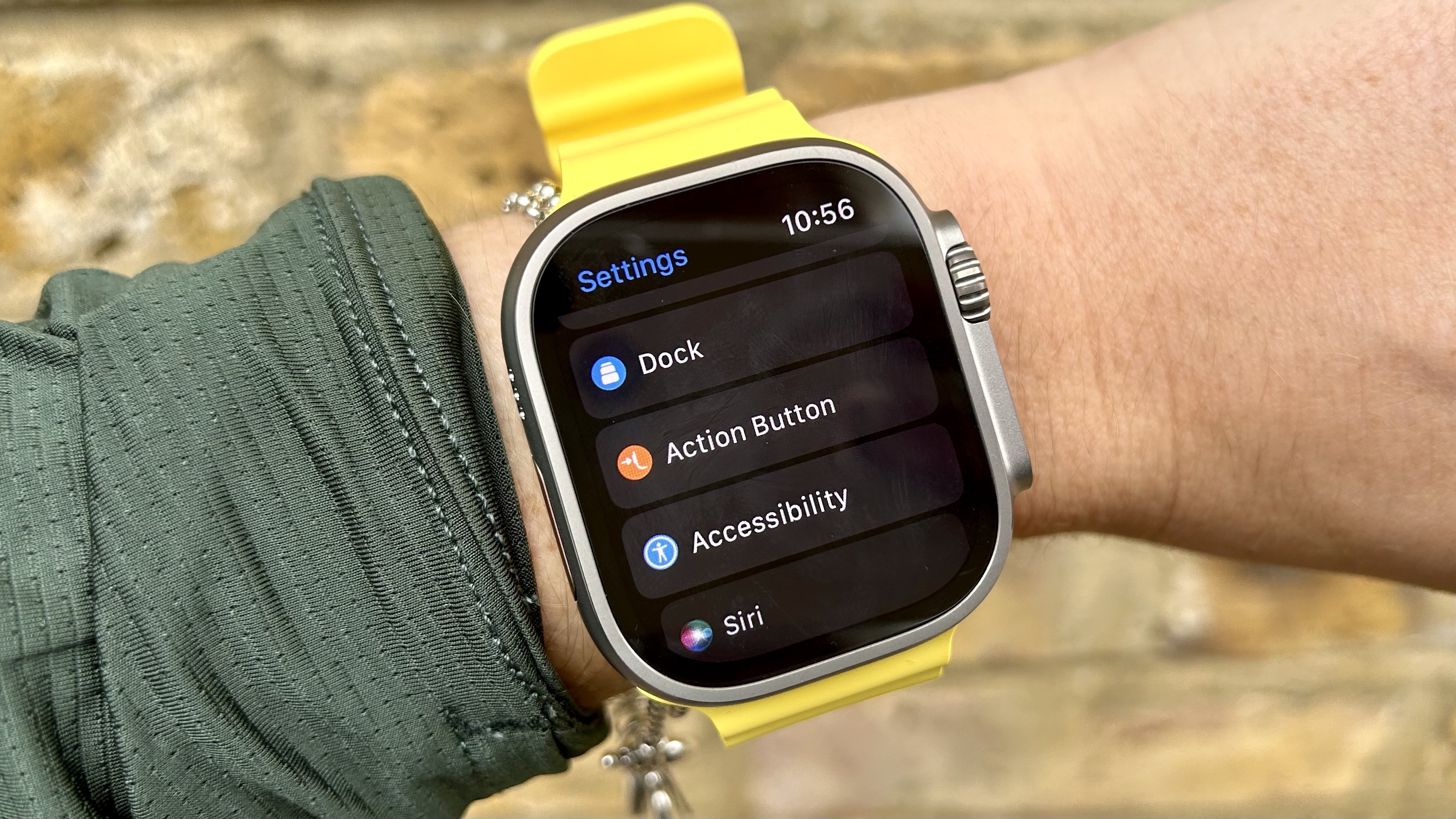 Фотография меню кнопки действия на Apple Watch Ultra.