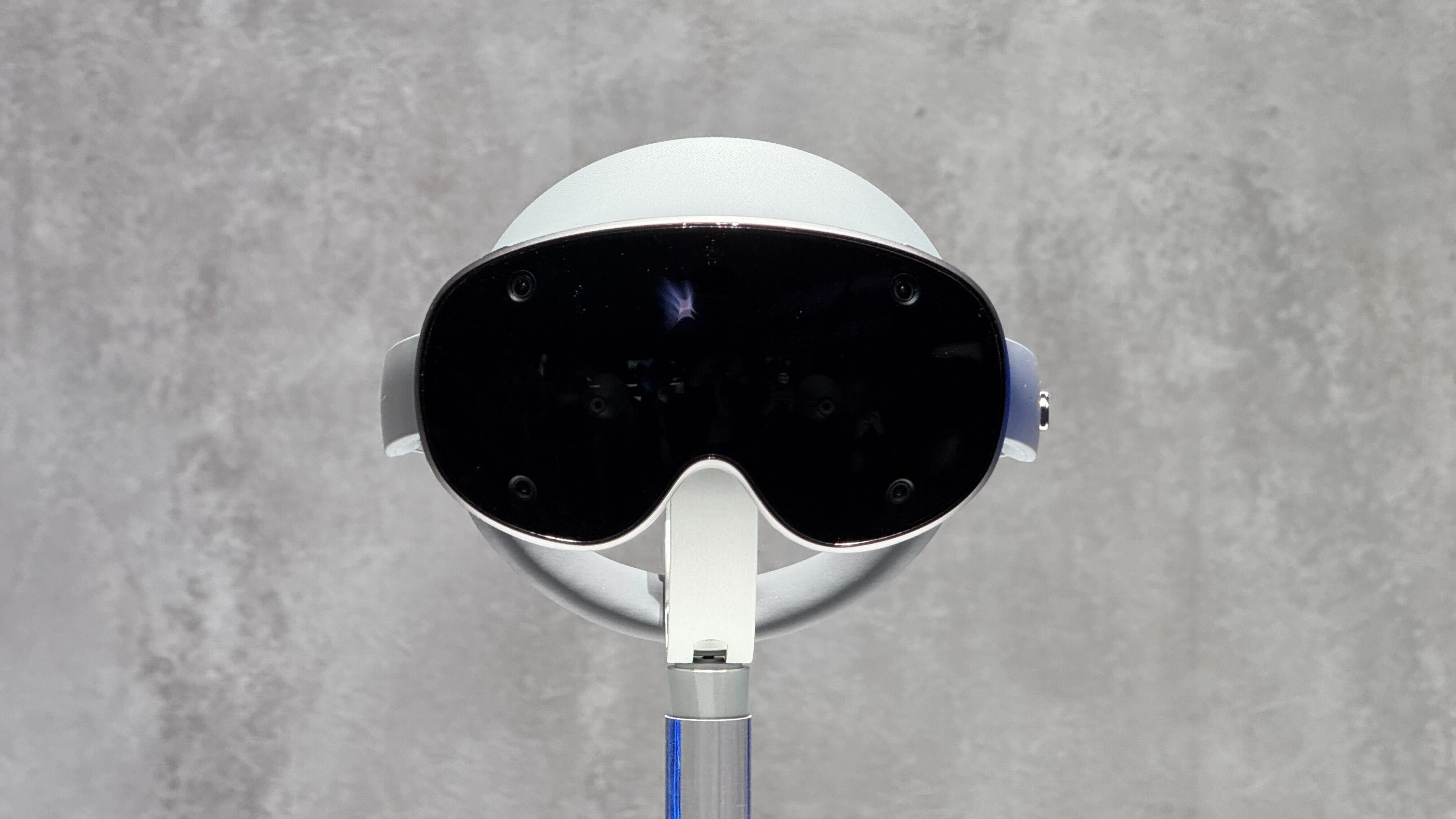 Project Moohan prototype at Samsung Galaxy Unpacked, an XR goggles headset on display in a show area