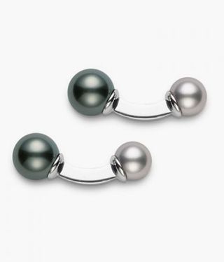 Grey and white pearl cufflinks