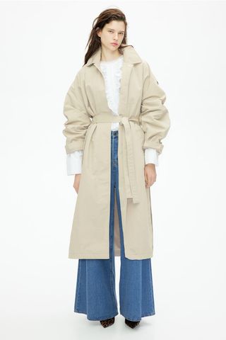 Trench Coat With Slits at Hem