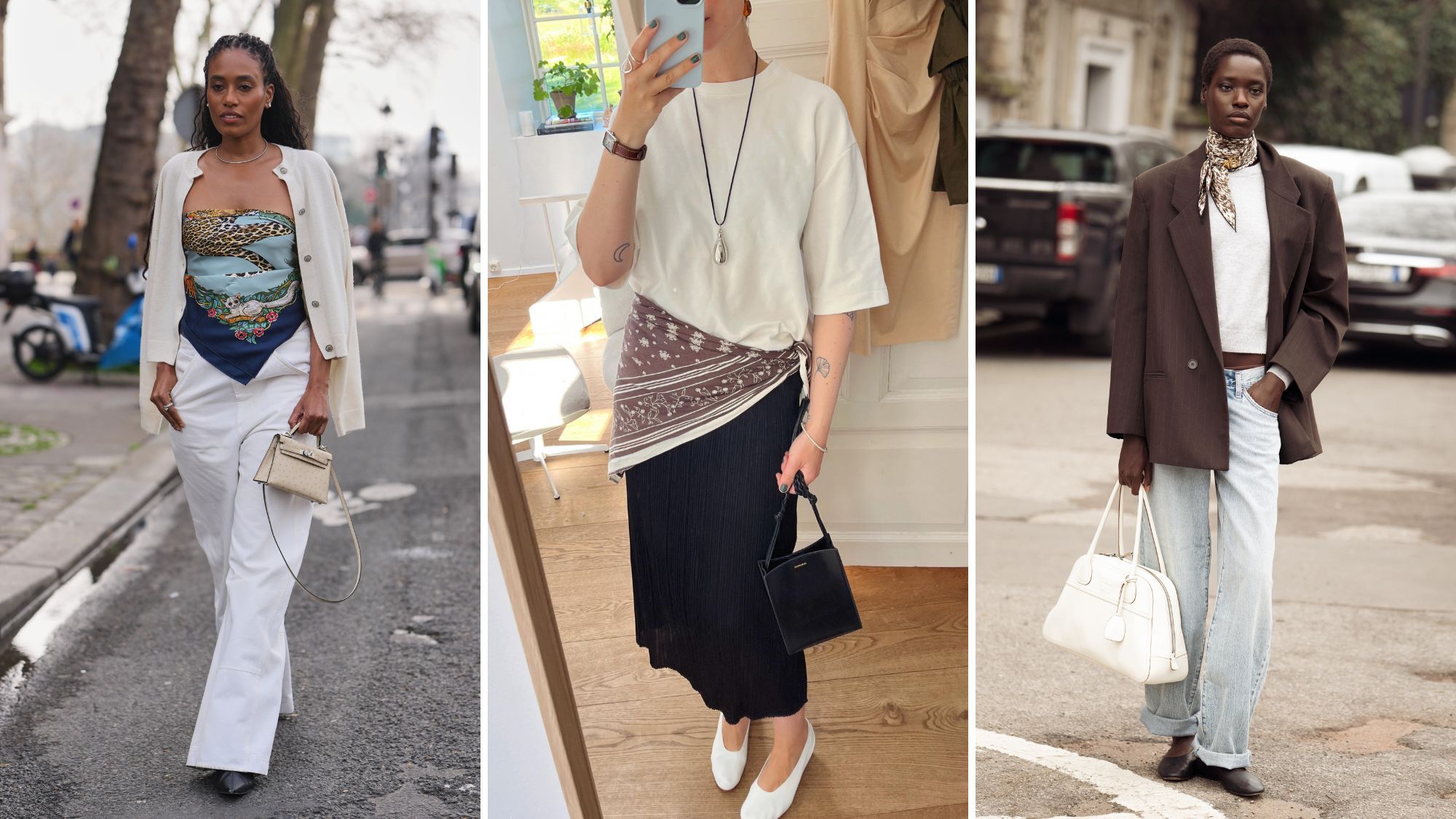 4 Elevated Ways Fashion Insiders Are Styling a Silk Scarf for Spring 4 Elevated Ways Fashion Insiders Are Styling a Silk Scarf for Spring