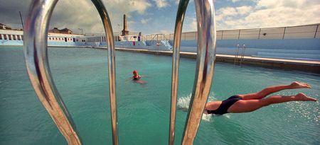 Jubilee Pool Lido, Penzance in Cornwall, UK.