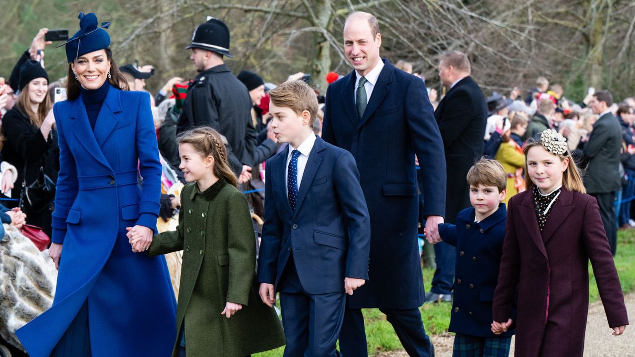 The Wales family arrives at St Mary Magdalene Church for the Christmas Day service