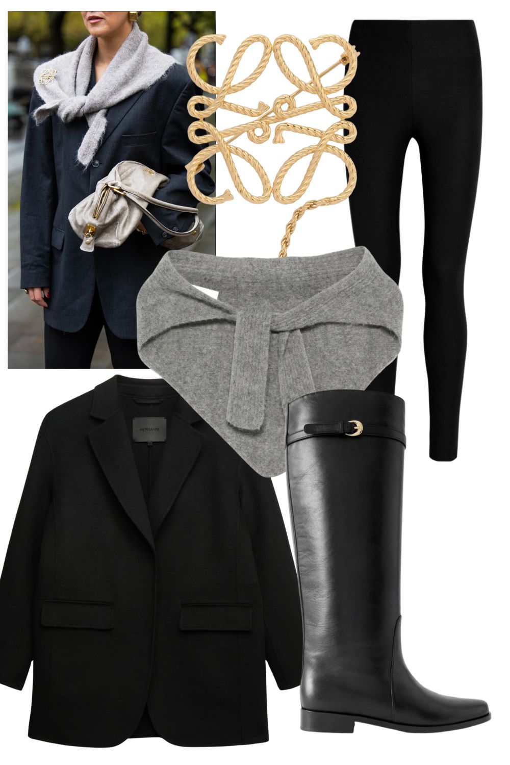 street style triangle scarf outfit