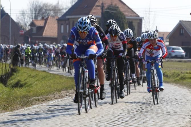 The cobbled section was covered on each lap