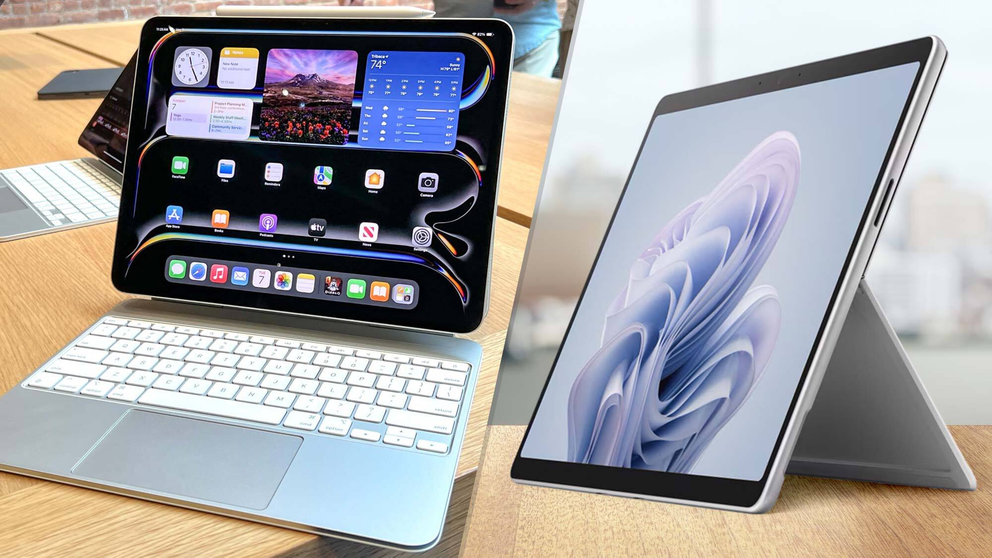 iPad Pro 2024 vs Microsoft Surface Pro 10 composite image