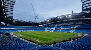 General view of the Etihad Stadium ahead of Manchester City vs Wolves in the Premier League in May 2024.