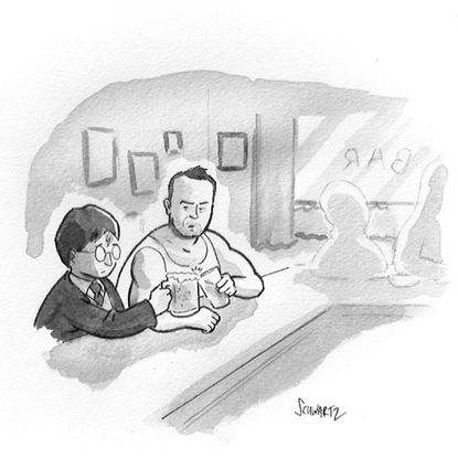 Cartoonist Benjamin Schwartz honored Alan Rickman in The New Yorker after the actor's passing on Jan. 14, 2016.