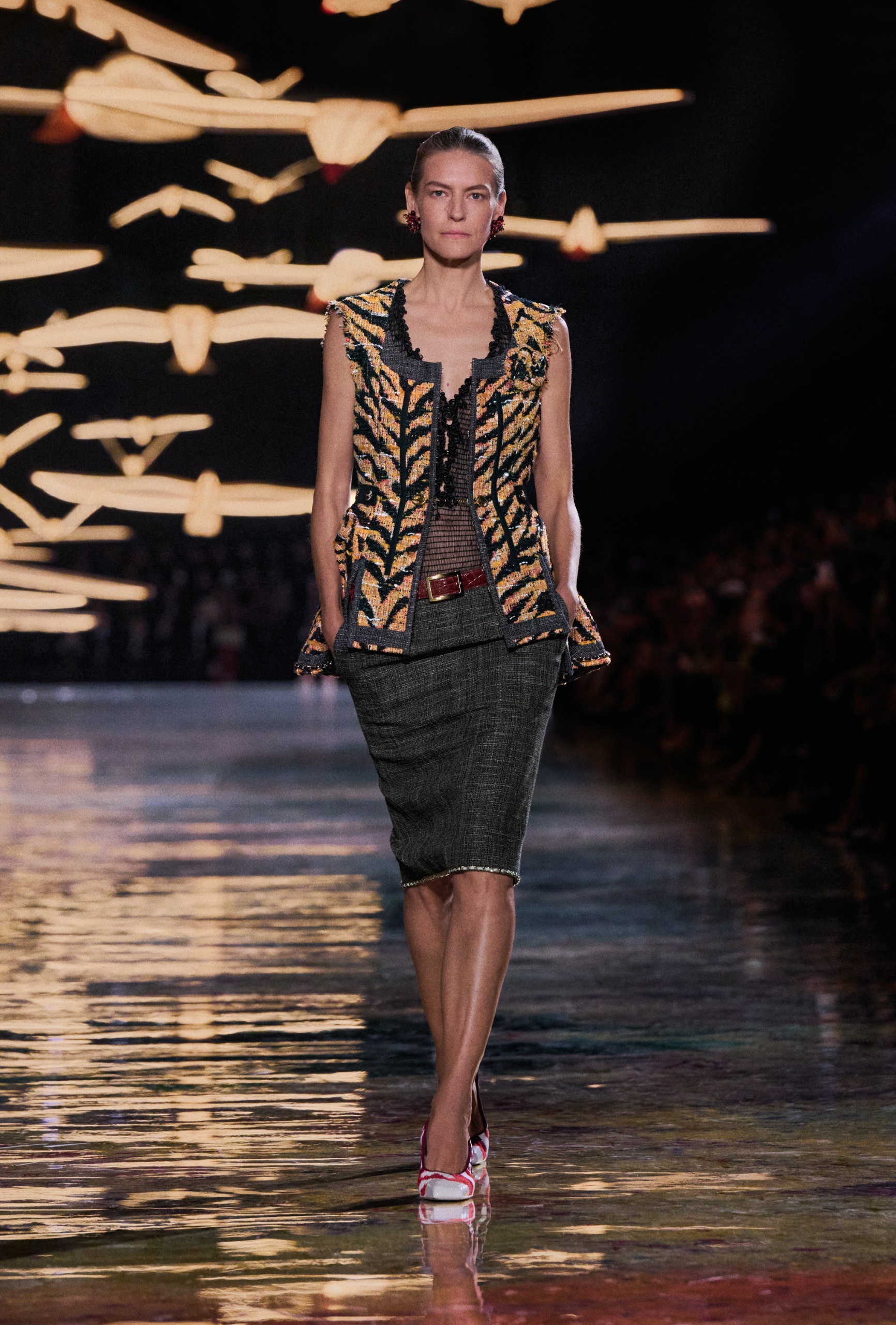 Chanel S/S 27 runway, tweed knee skirts