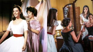 Maria and Anita getting ready for dance in 1961 and 2021 movies