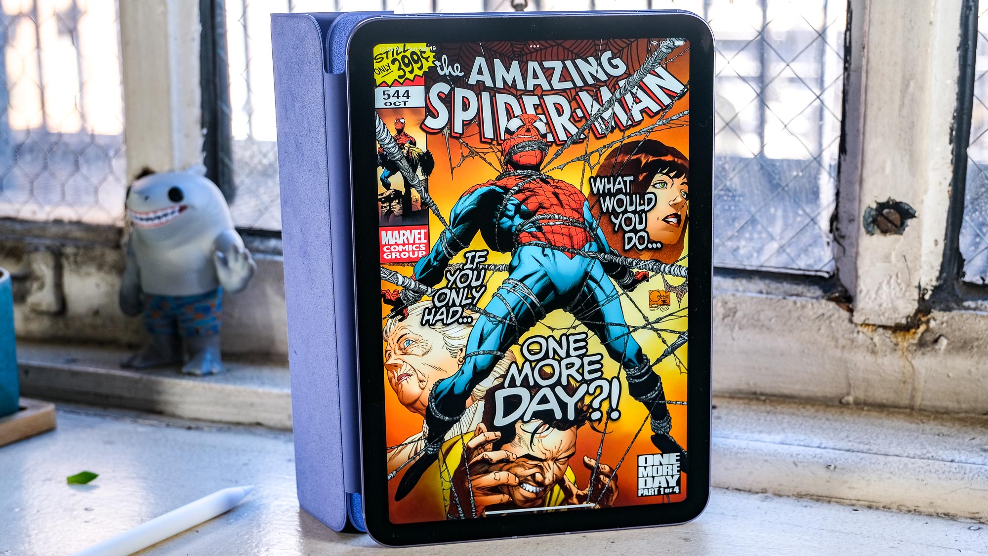 iPad Mini 2021 with Spider-Man Comic Open