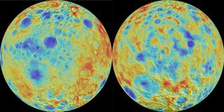 Rainbow topographic map of Ceres