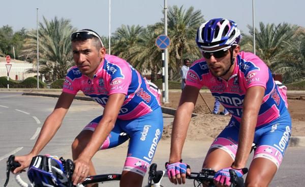 The Lampre-ISD kit stands out even in the bright Oman sunshine.