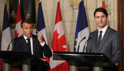 Macron and Trudeau hold a joint press conference ahead of Friday’s G7 meeting