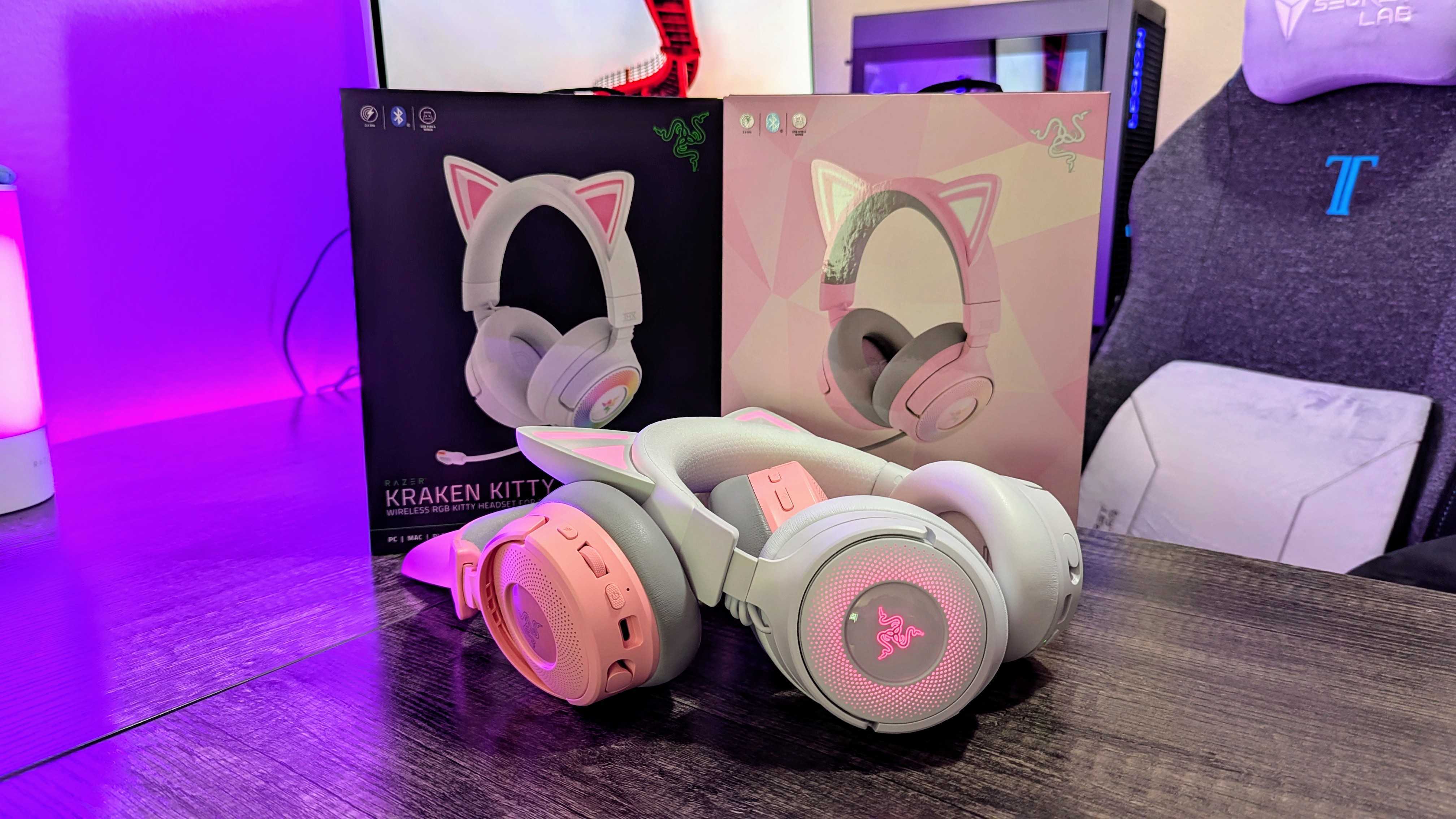 Image of the Razer Kraken Kitty V3 Pro wireless gaming headset.