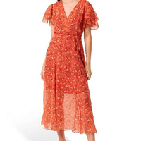 French Connection Esi Crinkle Floral Print Midi Tea Dress £90