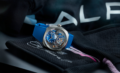 blue watch, H Moser &amp; C Streamliner Cylindrical Tourbillon Skeleton Alpine Limited Edition