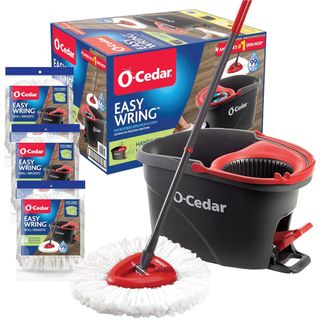 Easy wring mop with bucket, cardboard box packaging and three refills