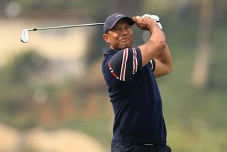 Tiger Woods in action at the Genesis Invitational