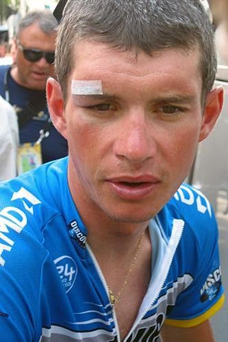 Savoldelli crashed on the descent of the Pla-de-Beret yesterday, while cruising to the hotel ... one Falco down