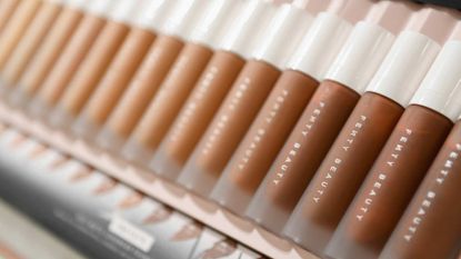 Fenty Beauty make up foundations in varying colour shades from dark to light