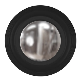 A convex mirror with a thick black frame