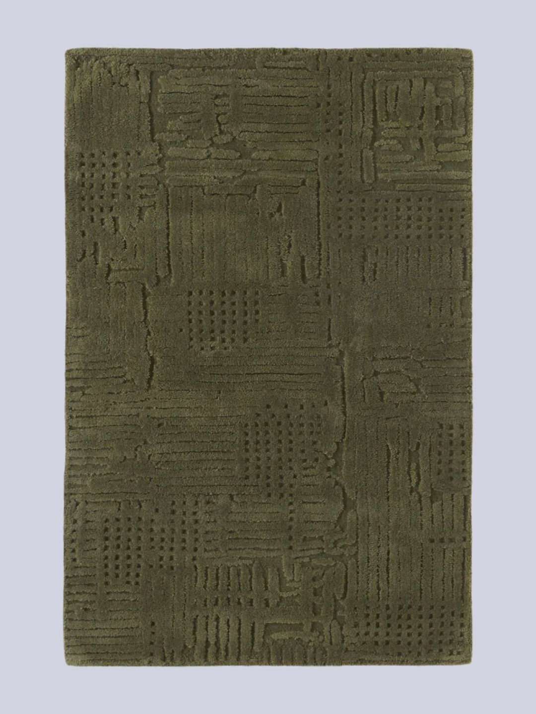 Westwing Collection, Merima High-Low Wool Rug, Hand-Tufted in Dark Green