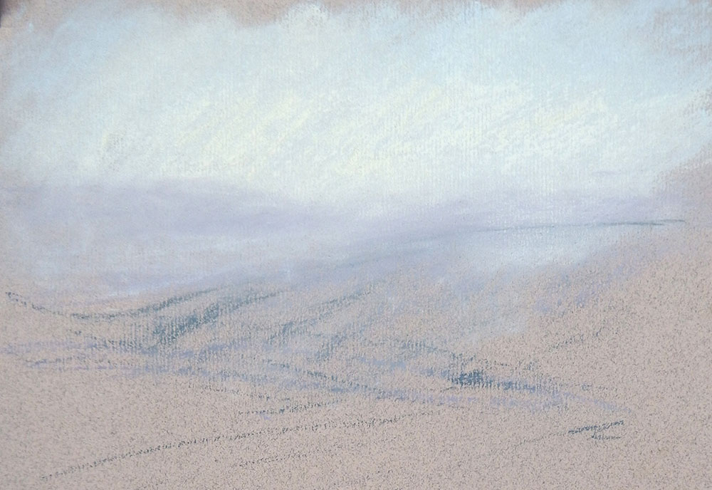 How to draw a landscape with pastels: distance