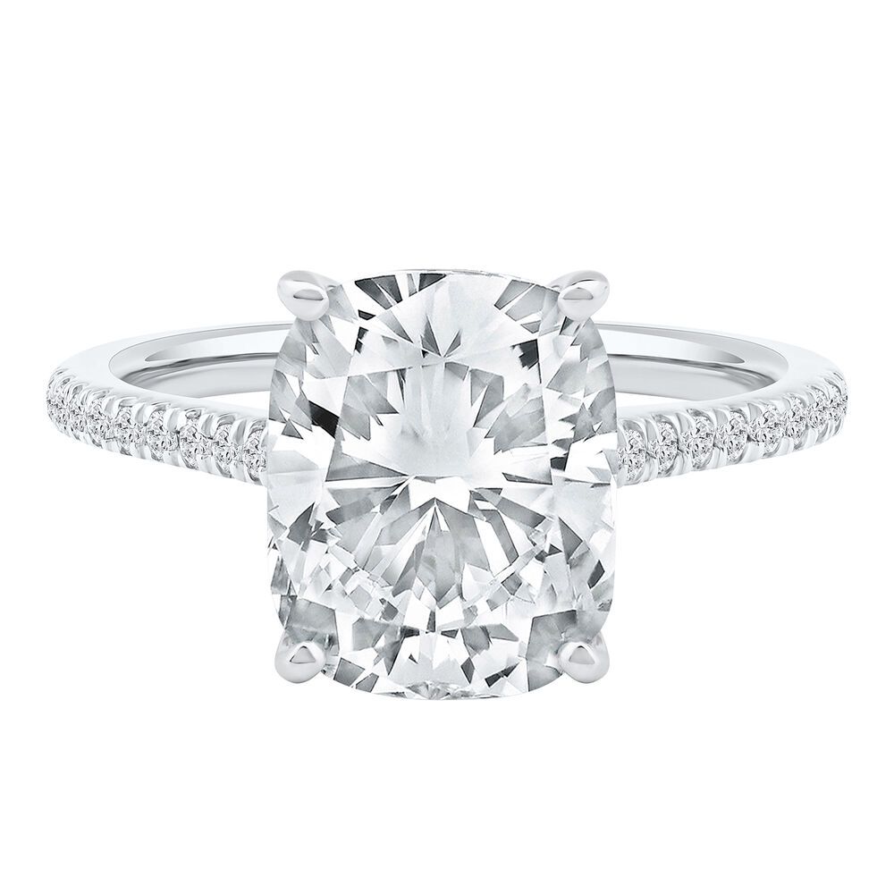 Lab Grown Diamond Cushion-Cut Engagement Ring in 14K White Gold