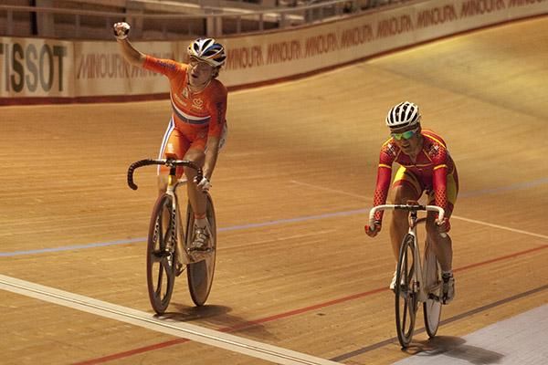 Marianne Vos from the Netherlands takes out the women's elimination race, part of the omnium series during the world cup.