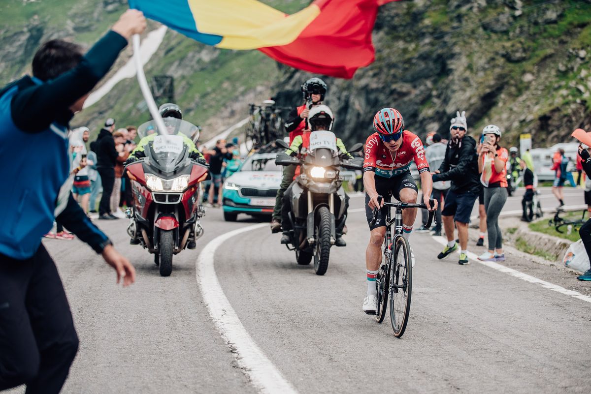 Lennert Van Eetvelt (Lotto Dstny) rode solo the final 3km and won the mountaintop finish of stage 2 of the Sibiu Cycling Tour