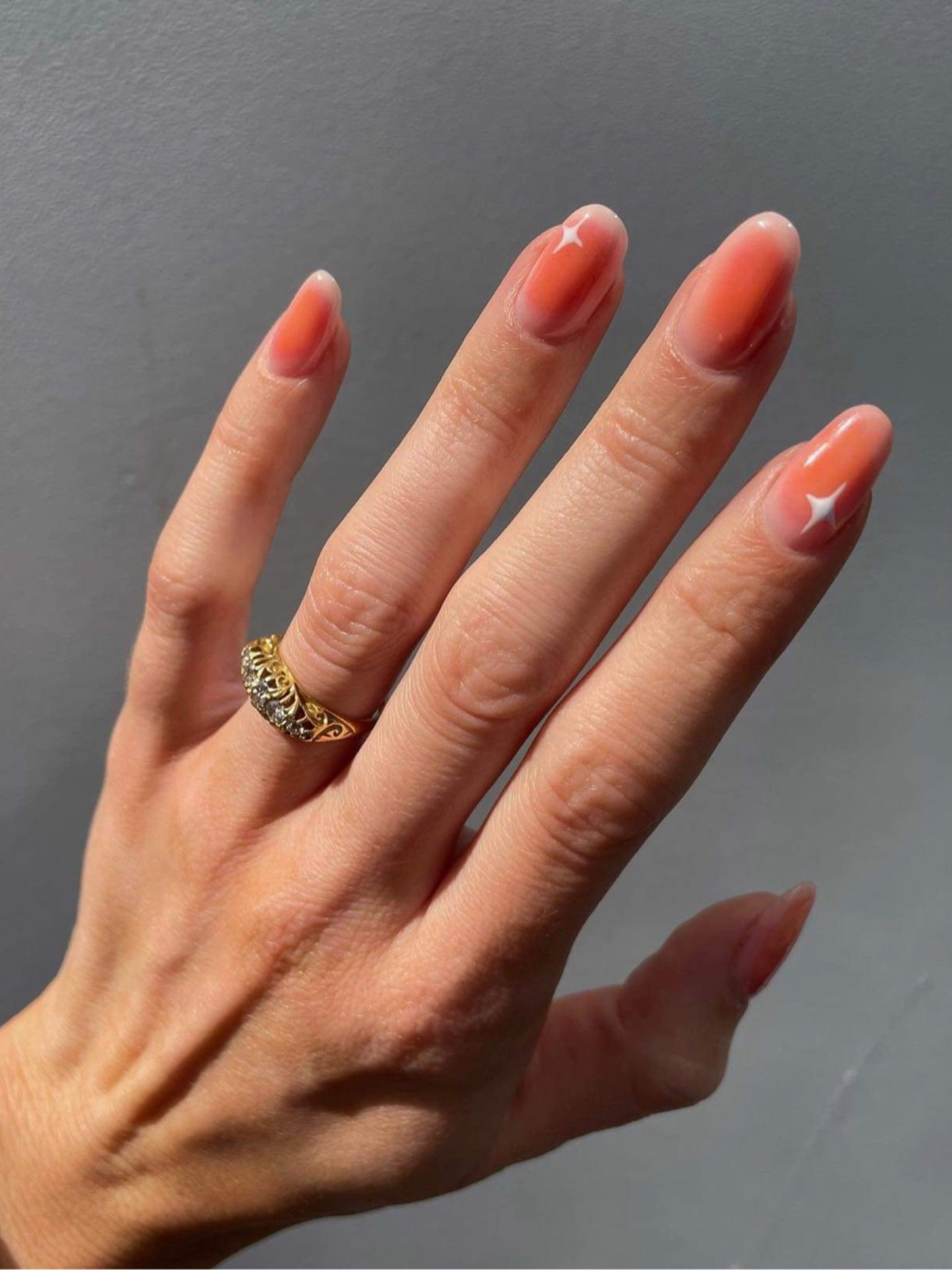 coral ombre nails