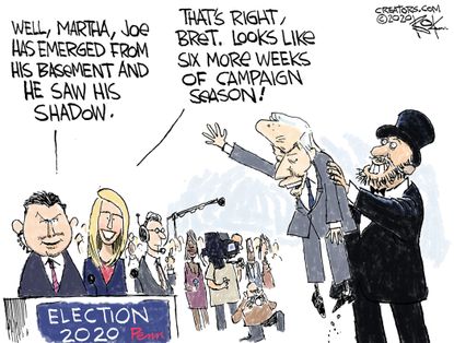 Political Cartoon U.S. Biden 2020 groundhogs day