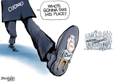 Political Cartoon U.S. de blasio cuomo nyc mayor race