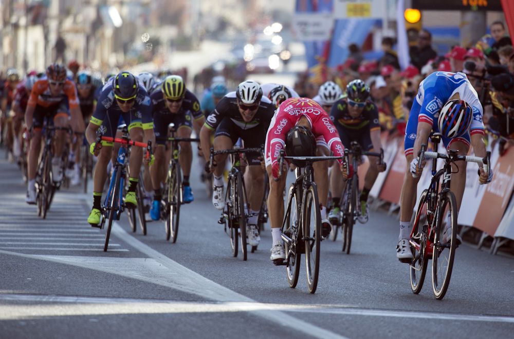 Davide Cimolai (FDJ) beats Nacer Bouhanni (Cofidis) to win stage 1 at Volta Catalunya