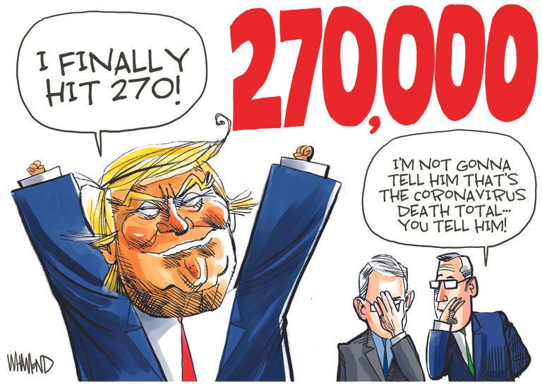 Political Cartoon U.S. Trump COVID deaths