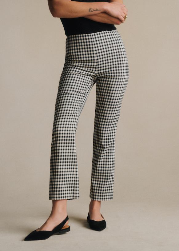 Ciara Trousers - Black and White Gingham - Polyester - S&amp;eacute;zane