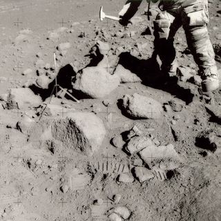 Apollo astronauts used hammers to break small chips off large moon rocks and to drive core tubes into the ground.
